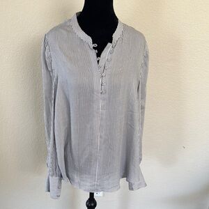 Ann TaylorCasual Pinstripe Shirt - Black and White